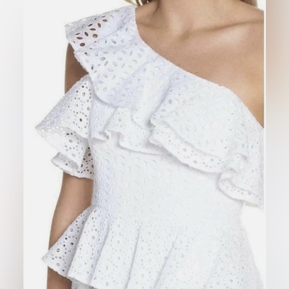 LILLY PULITZER Josey One Shoulder Tier Eyelet Dress in White Size 6 - Picture 5 of 12